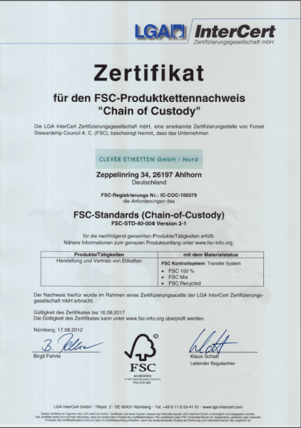 FSC Zertifikat Vorschau Clever